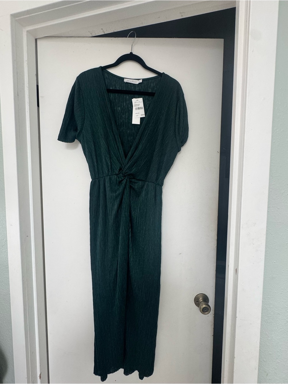 Deep Green Twist-Front Dress
